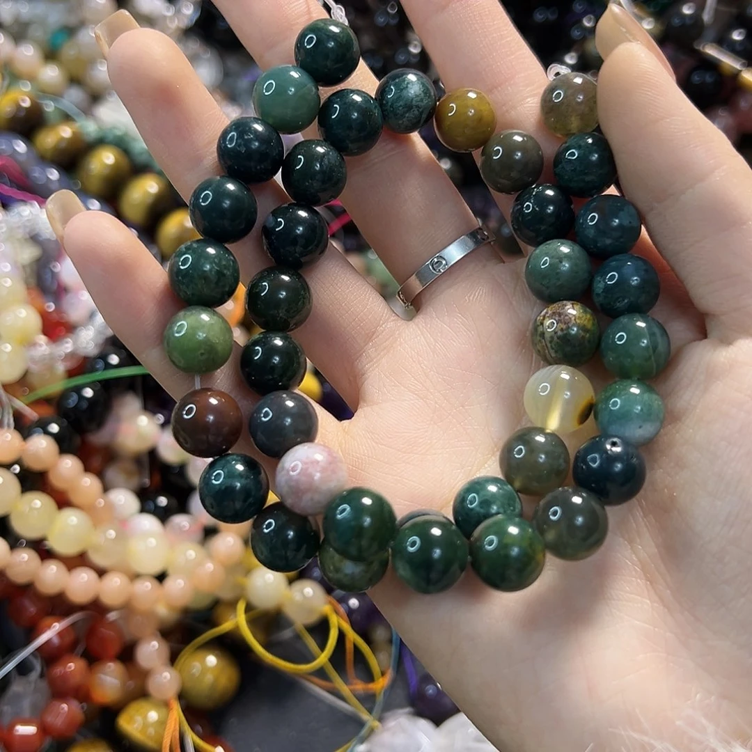 玛瑙/玉髓未镶嵌珠宝半成品水草玛瑙卡10一条