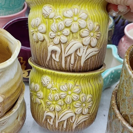 多肉绿植陶瓷花盆9.9包邮，有空