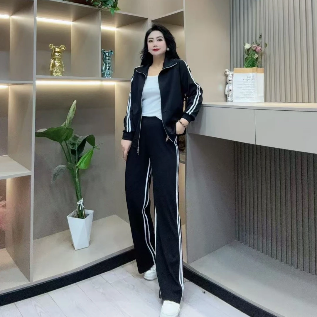 春季两件套-品 5923时尚休闲运动显瘦拼接百搭款胖MM大码女装新款