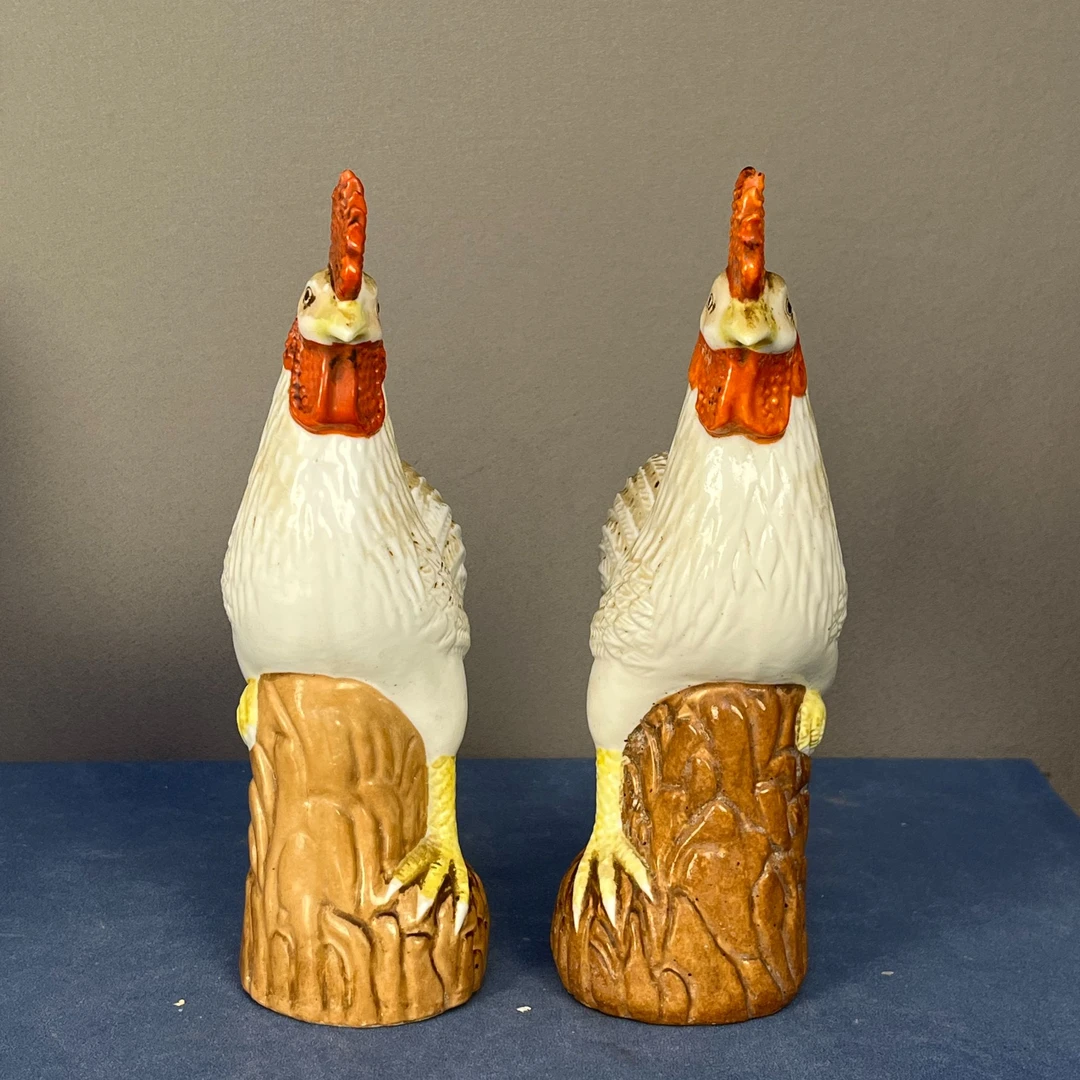 【微瑕慎拍】089景德镇五六七艺术瓷厂公鸡摆件雕塑