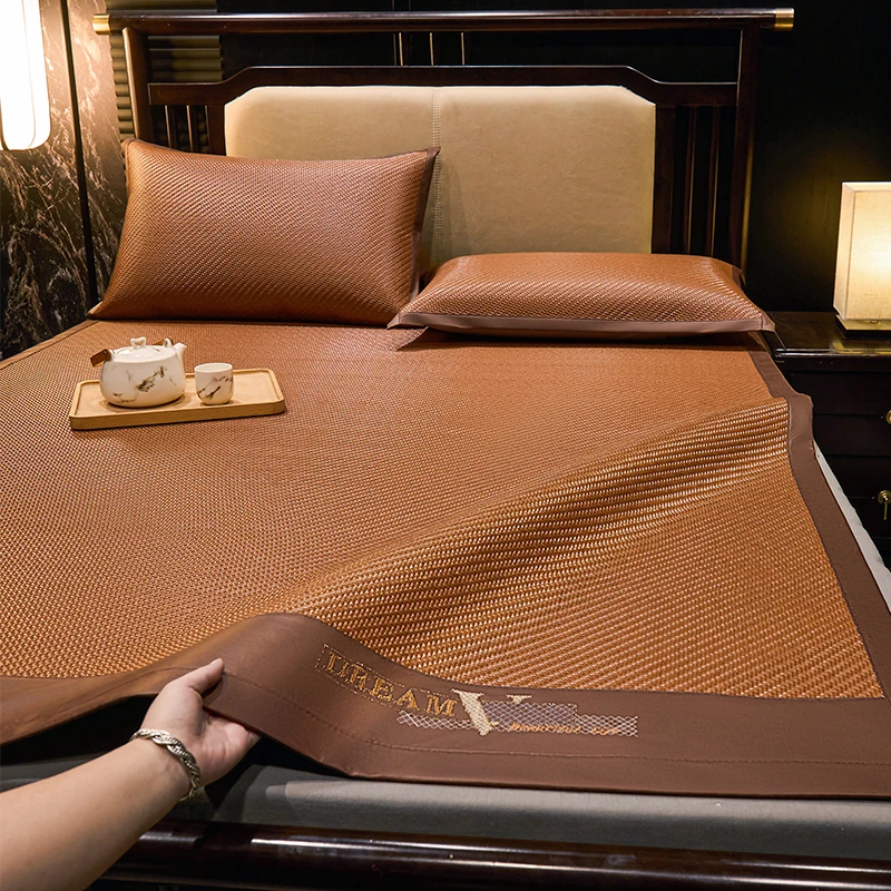 新款夏季藤席凉席双人加厚特厚超厚PE席子可折叠夏天家用冰藤大床