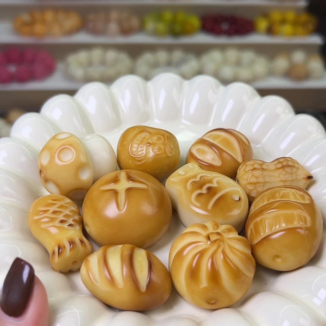 菩提根/象牙果手串瑕疵炭烤衣食无忧混10颗有裂