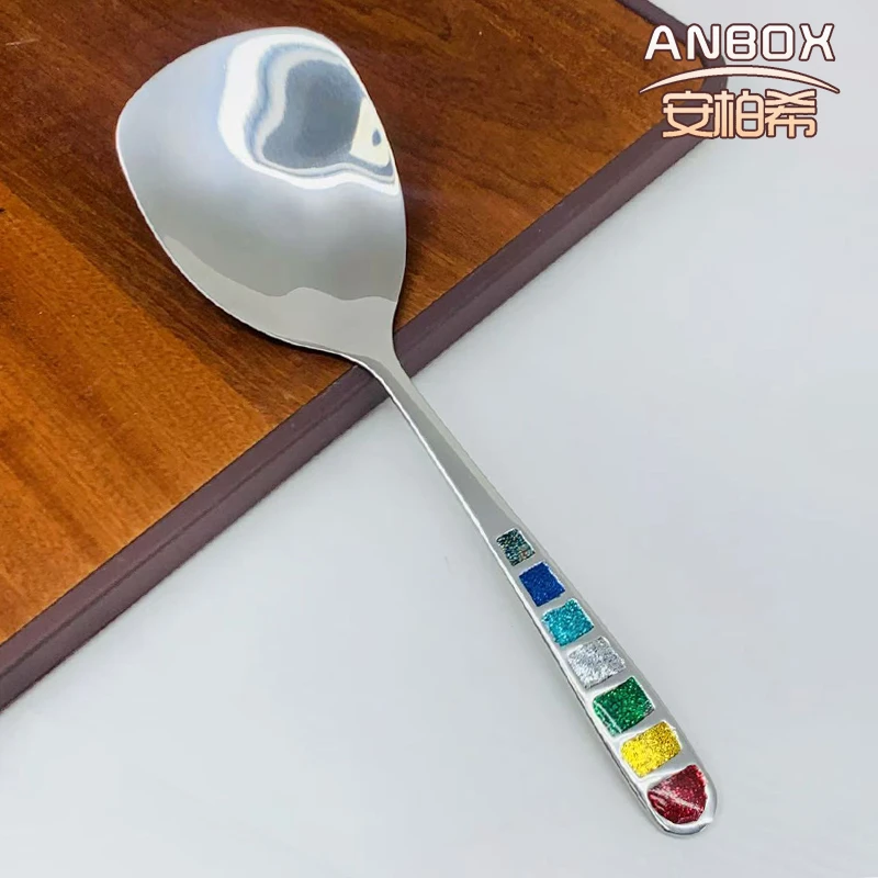 ANBOX-七彩珐琅锅铲304不锈钢多用勺铲炒菜炖菜锅铲