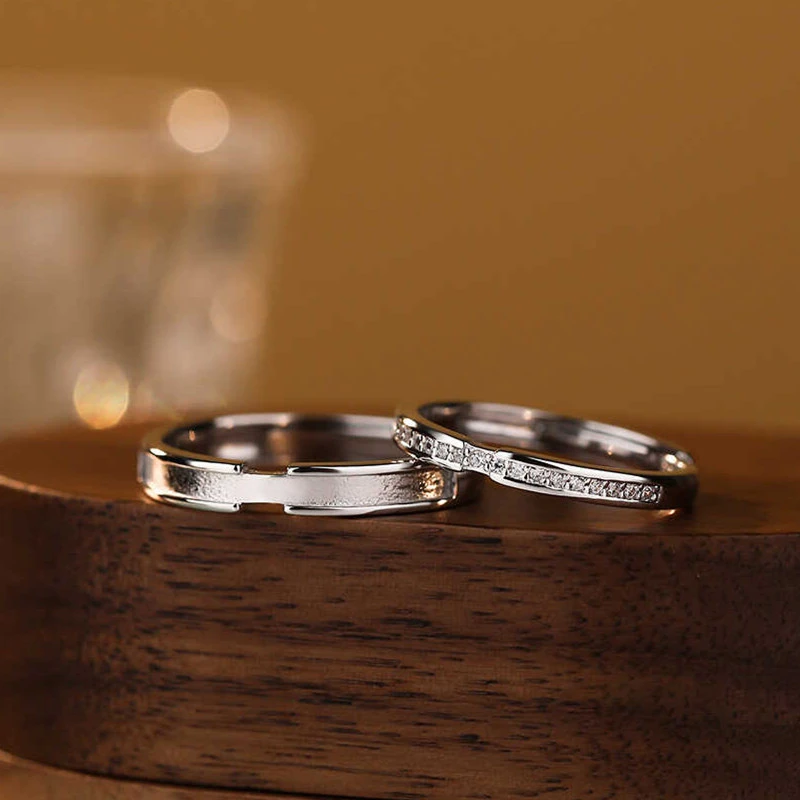 足银戒指 蒹葭与小众s999纯银情侣一对戒指轻奢足银素圈时尚男女