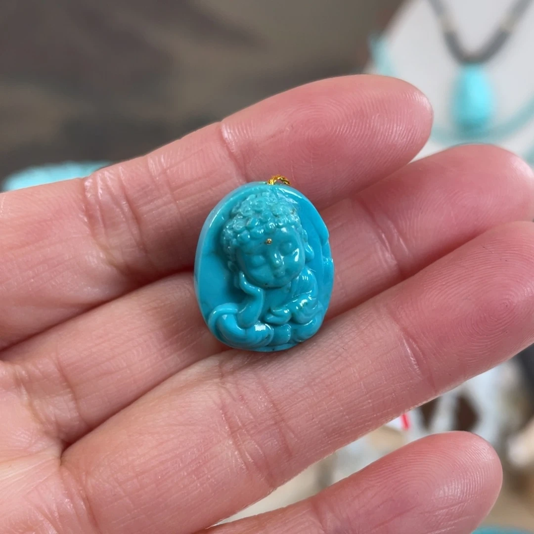 绿松石未镶嵌套链宝宝佛