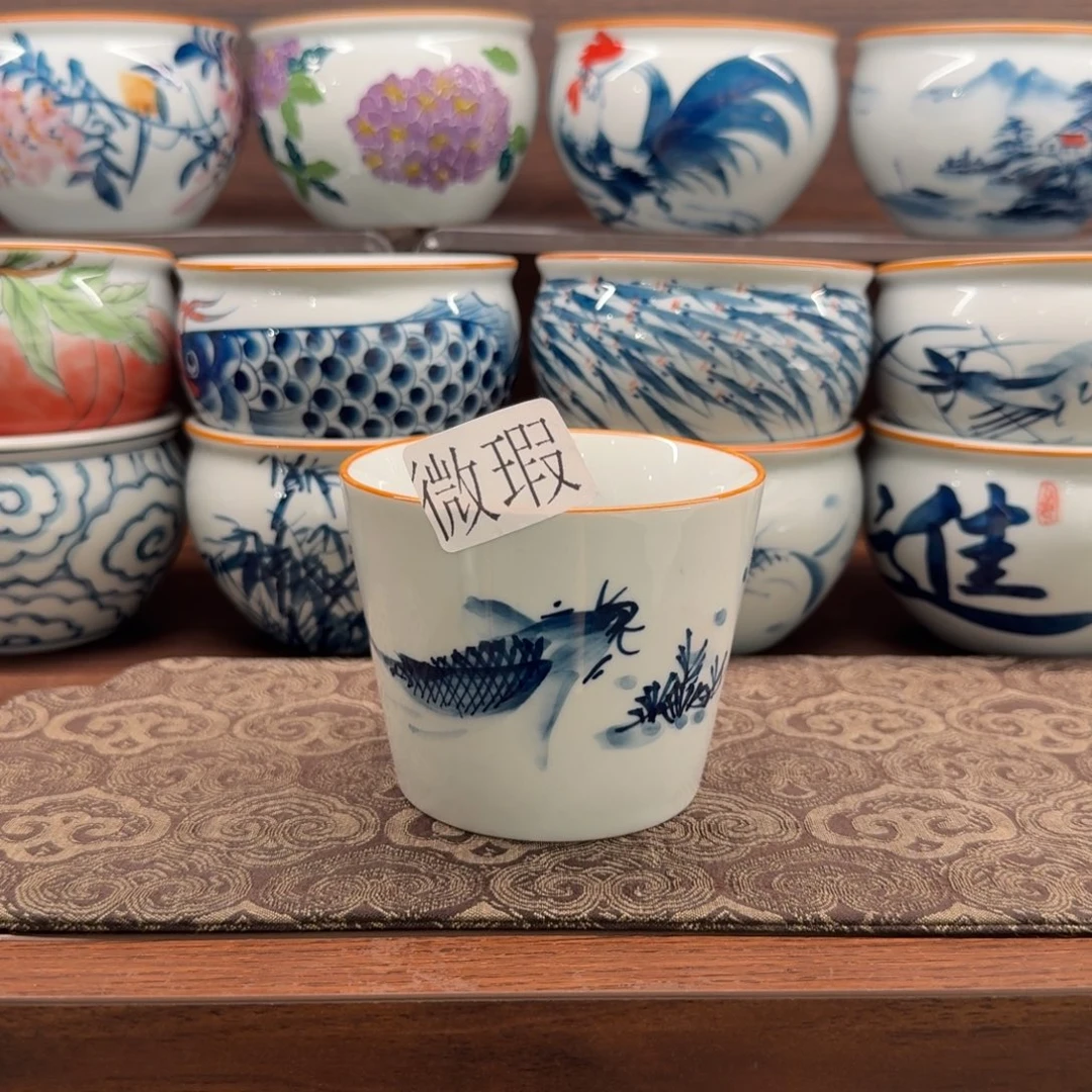 釉下手绘茶具微瑕