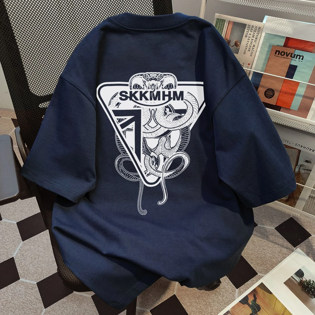 100%纯棉复古潮流设计感印花短袖女短袖潮牌t恤夏季休闲百搭上衣