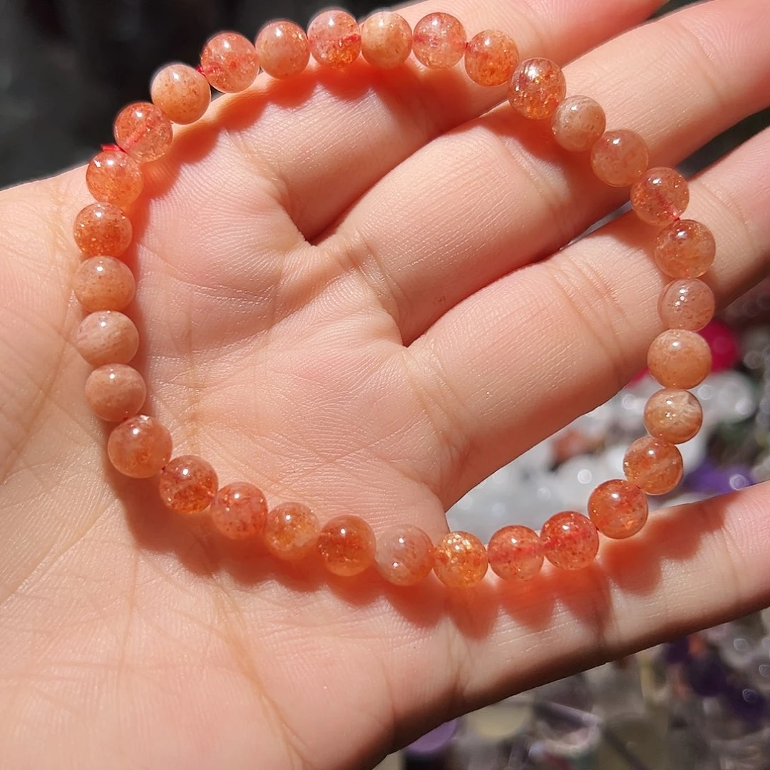 水晶手链银S925镶嵌金太阳6毫米