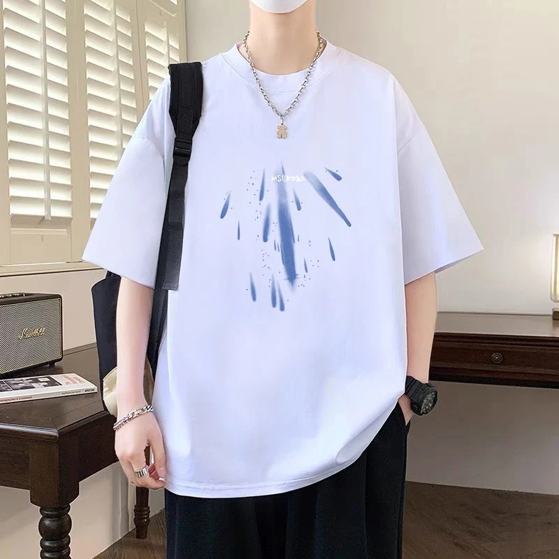 青年纯棉短袖t恤男女宽松大码上衣美式高街情侣装ins风休闲半截袖