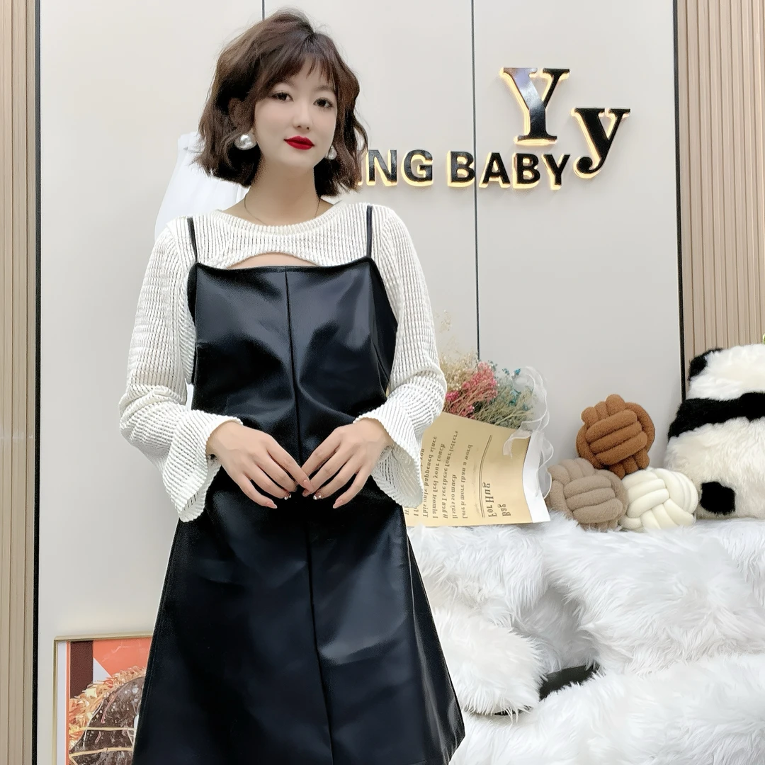 秋季时尚减龄设计感微胖女装气质连衣裙套装