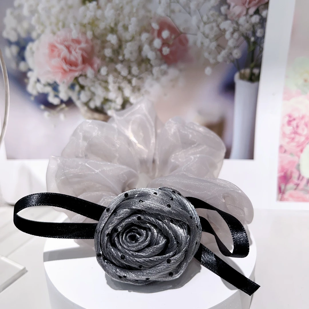 D493灰色玫瑰花肠圈