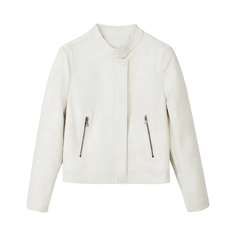 【许半夏推荐】复古港风晕染高级色皮衣时尚百搭外套D08BWN7740