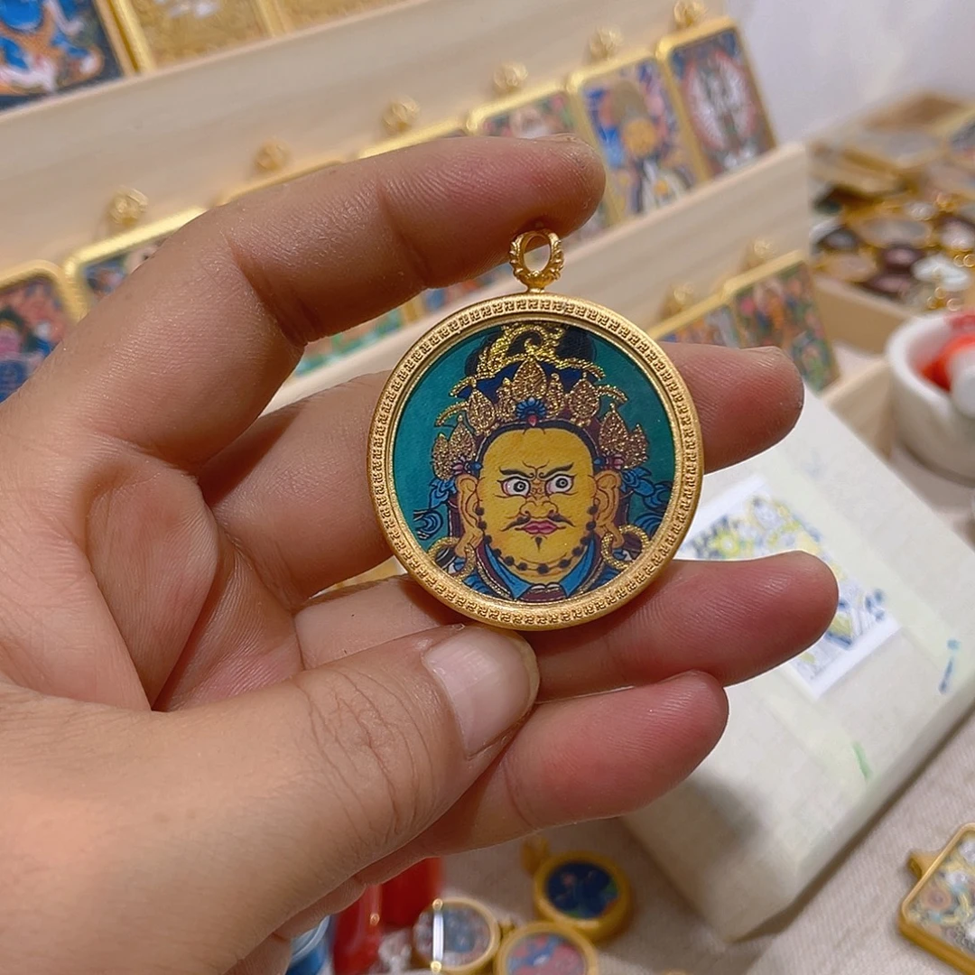 纯手绘黄财神唐卡