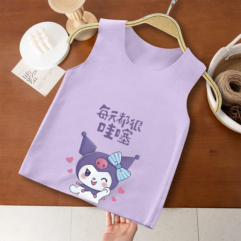 秋冬新款宝宝德绒打底无袖背心童装中小童冬天保暖卡通休闲上衣