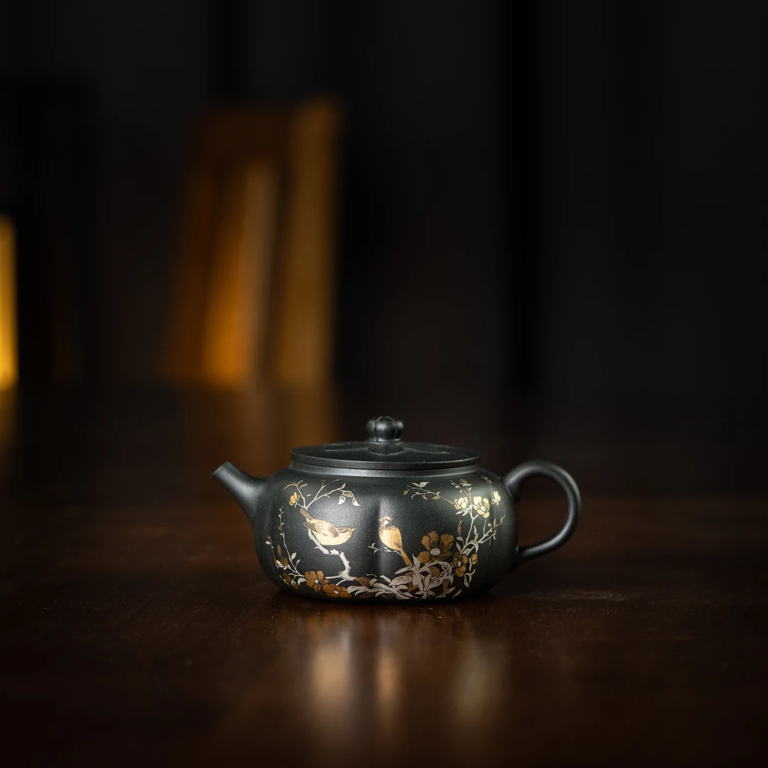 小莲蒲 蕴金墨绿泥 135cc 家用紫砂壶泡茶茶壶tt1