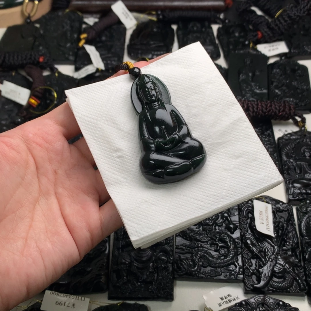 天然缅甸a货钢琴黑挂件