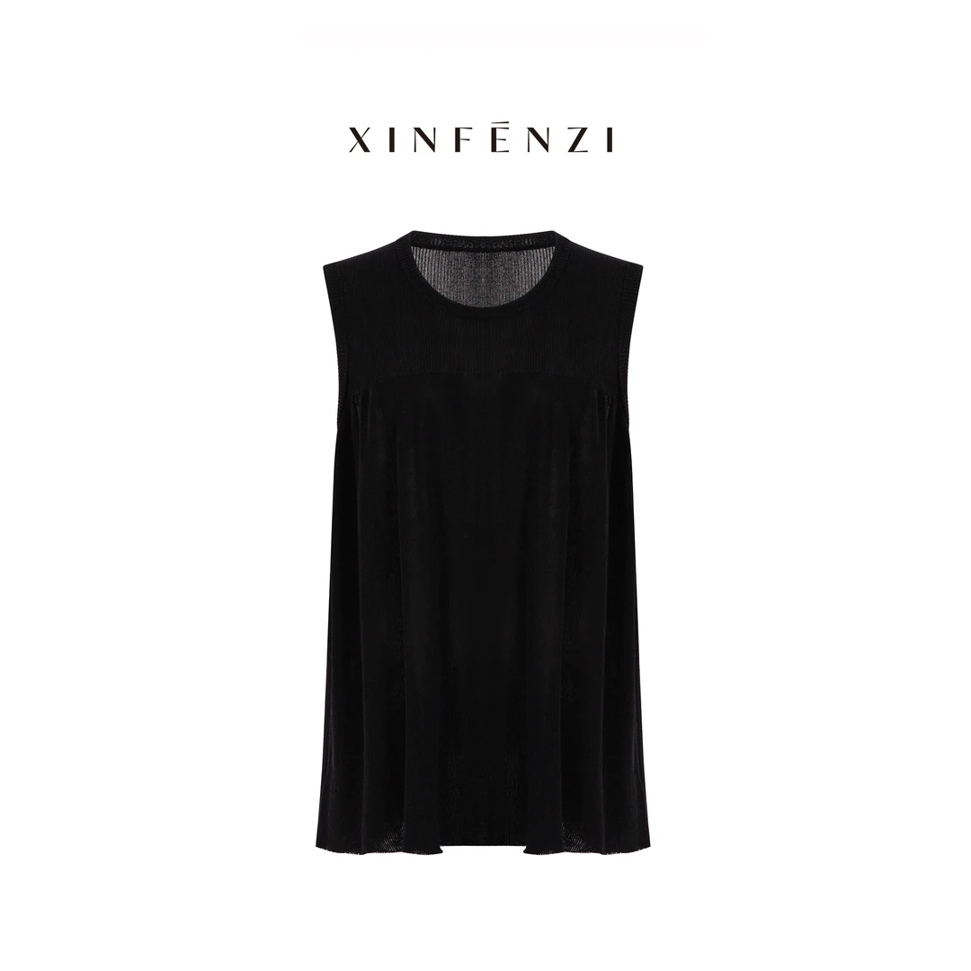 【轻歌曼舞】XINFENZI 重工款褶皱花苞针织背心 35929