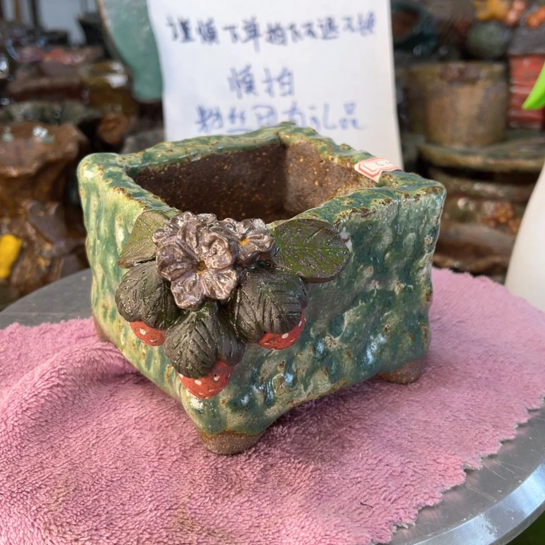 红陶粗砂陶手工花盆