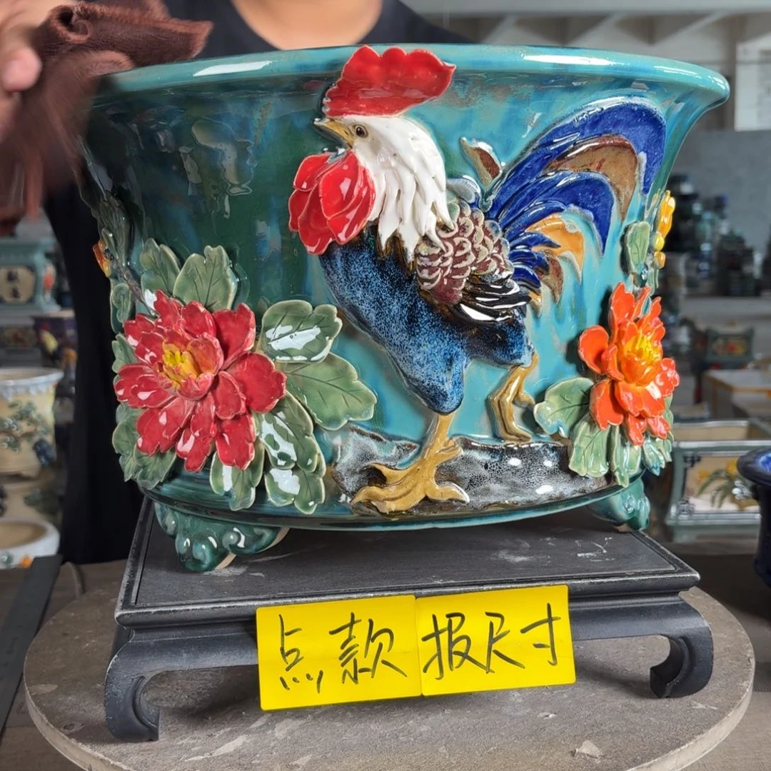 。一风堂石湾花盆 微瑕鸡爪磕碰 内35*22