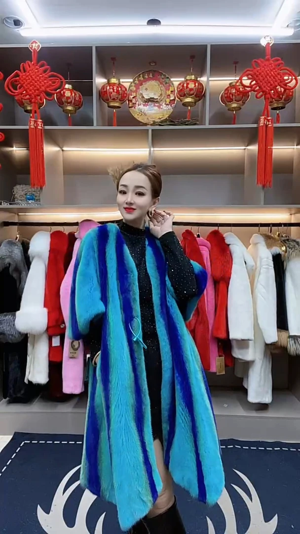 海宁皮草进口天鹅绒小母貂整貂貂皮大衣时尚年轻中长水貂外套女