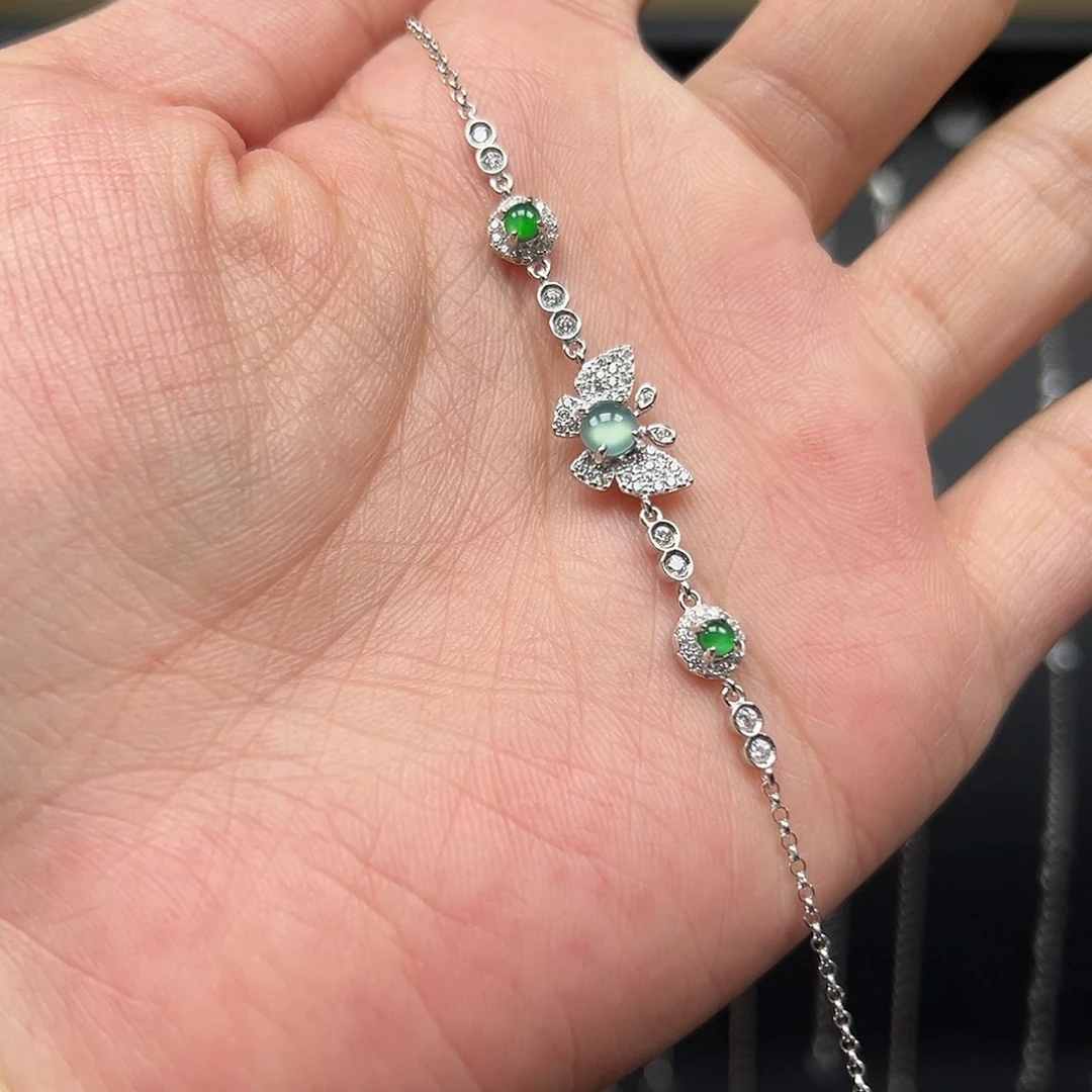 翡翠银S925镶嵌手链