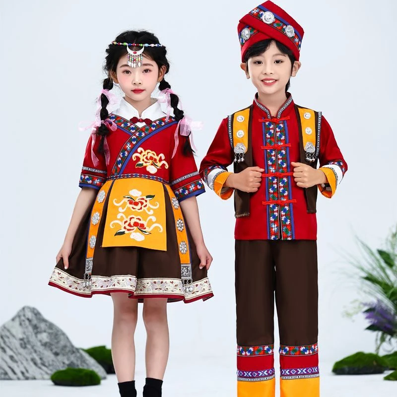 儿童壮族服装演出服男女童少数民族苗族哈尼族舞蹈广西三月三表演