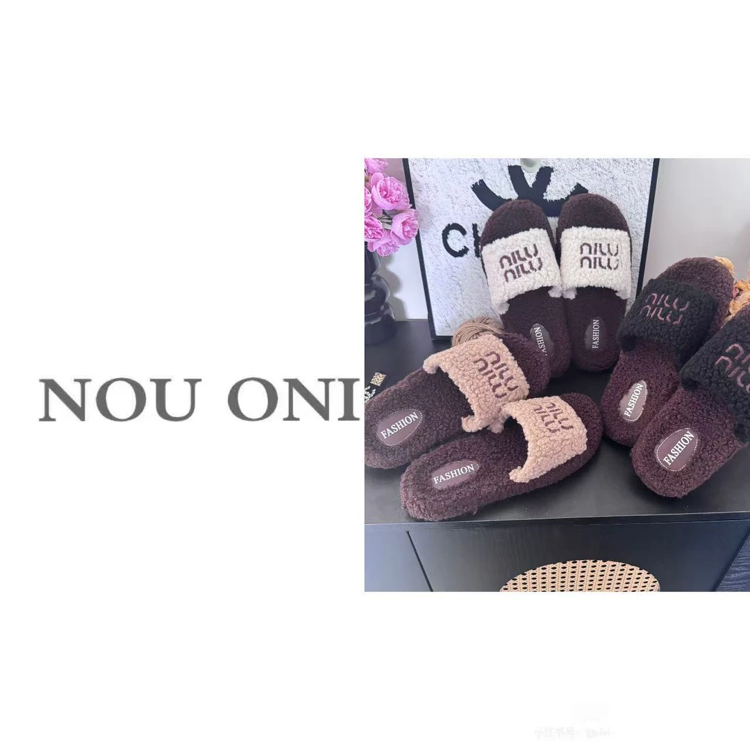 欧洲站高级感厚底毛毛拖鞋女外穿秋冬时尚家居棉拖鞋
