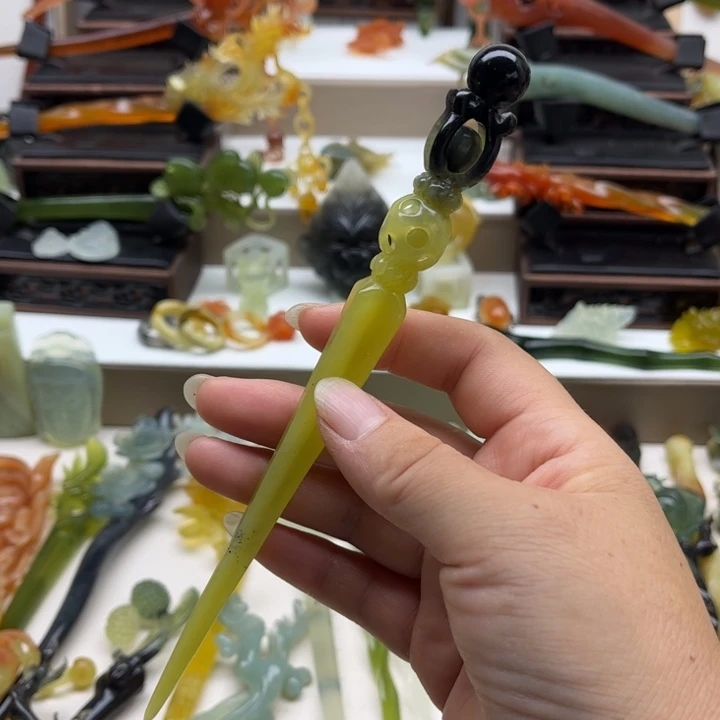 未镶嵌蛇纹石玉岫玉发簪