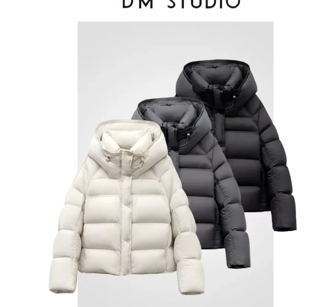 韩版云朵泡关短款百搭加厚连帽保暖时尚休闲羽绒服S