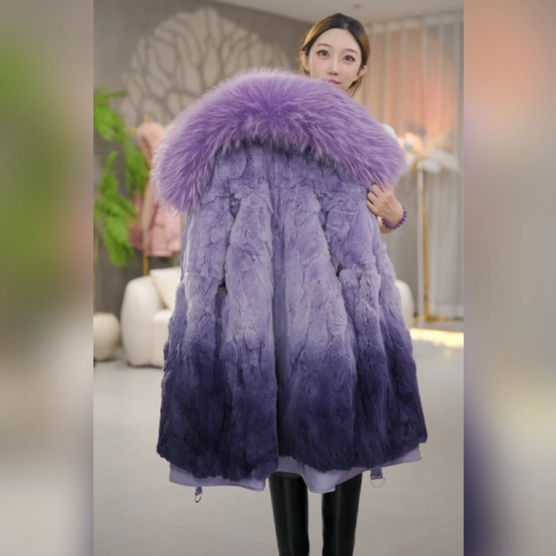 小云总专属【冰雪女神段染獭兔毛】冬季时尚女款派克服可拆卸