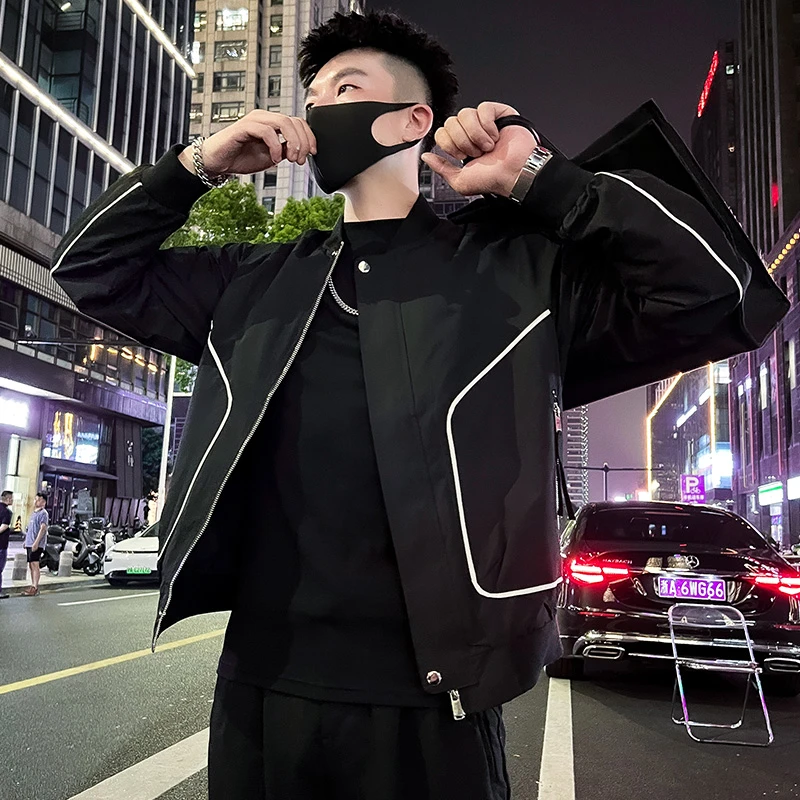 春秋款痞帅炸街夹克男款潮流褂子2025新款百搭设计高级感立领外套