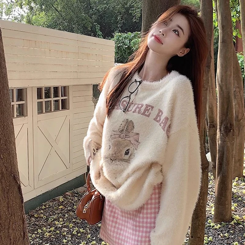 上衣服装版型套头款简约圆领毛针织衫宽松打底衫长袖