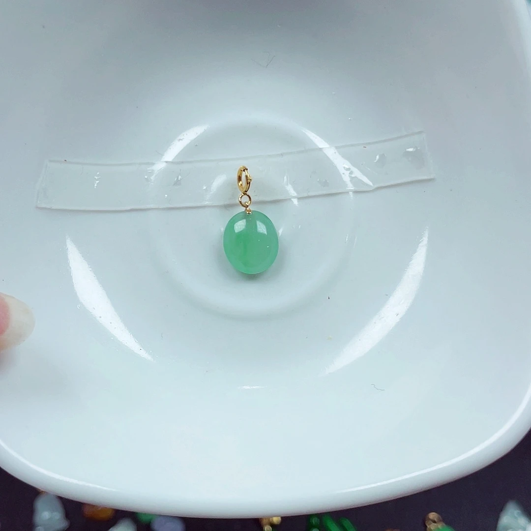 翡翠18K金镶嵌手链天然缅甸翡翠A货卡11-9-3.6