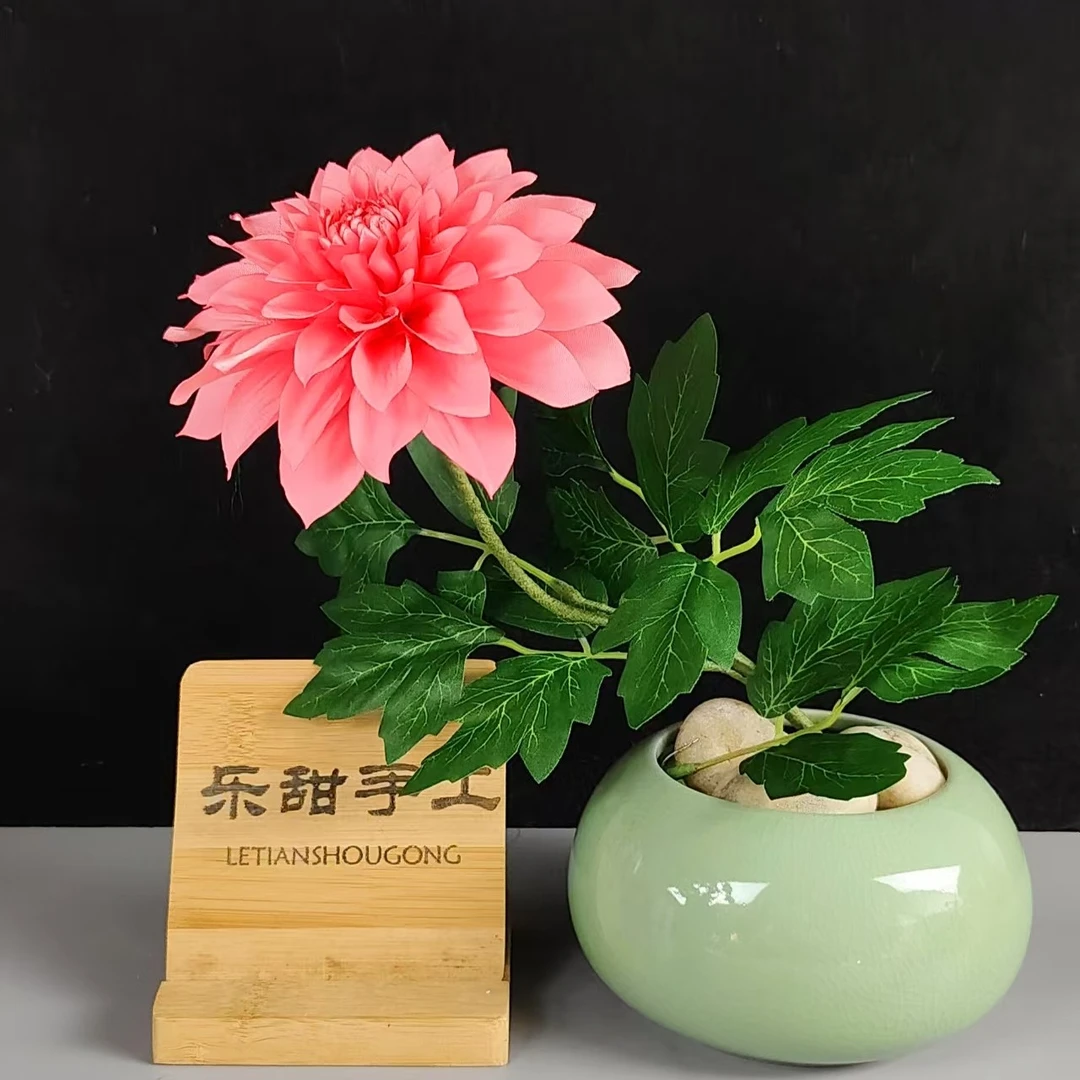 DIY手工制作 大丽花 玫瑰花 材料包(高密度缎带)