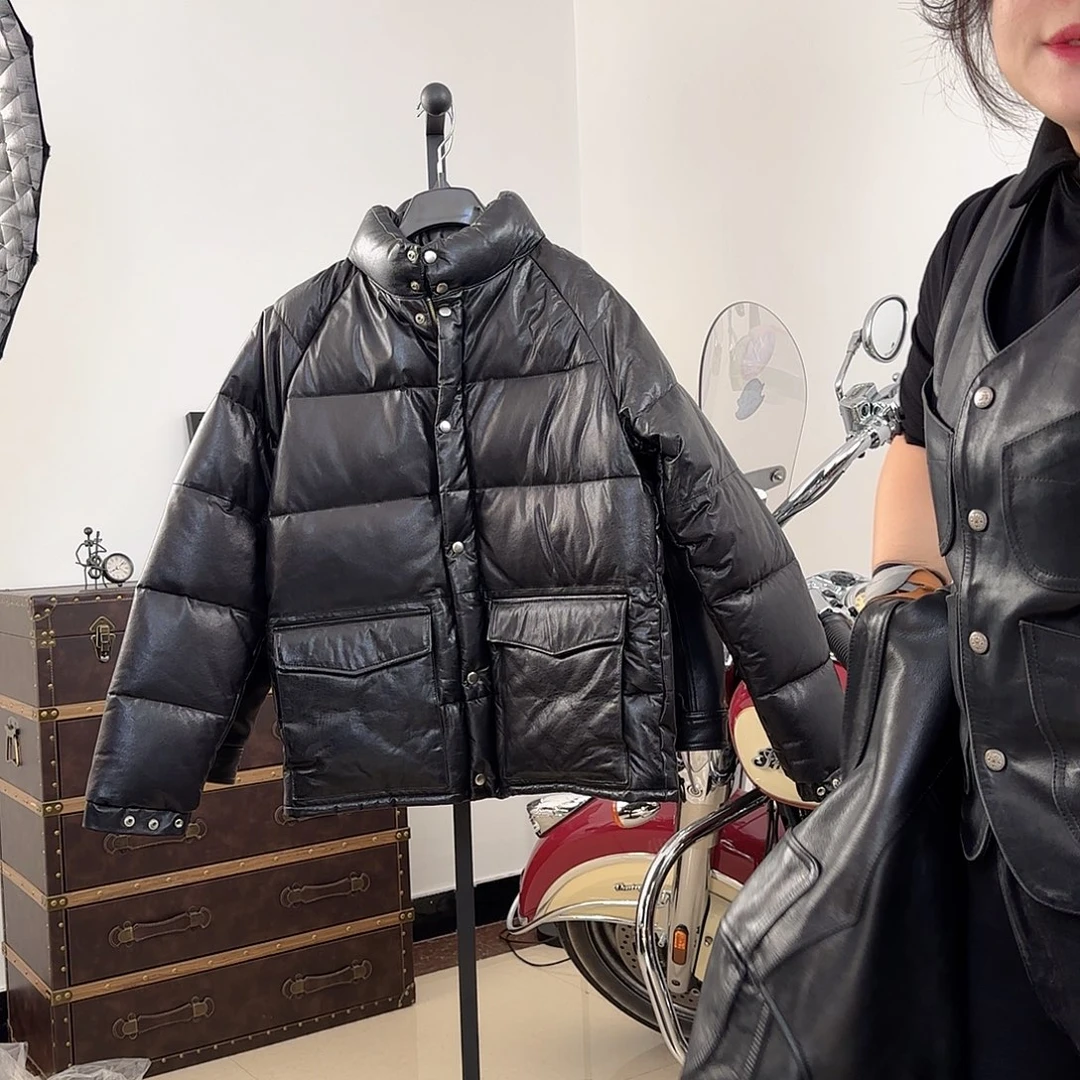 南***初羊皮木村羽绒服黑色2xl