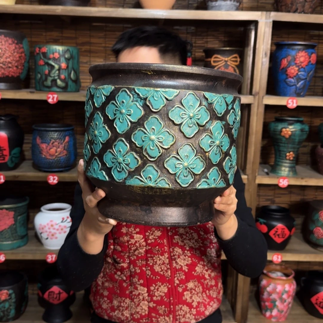 带孔高端浮雕花盆尺寸高25-25