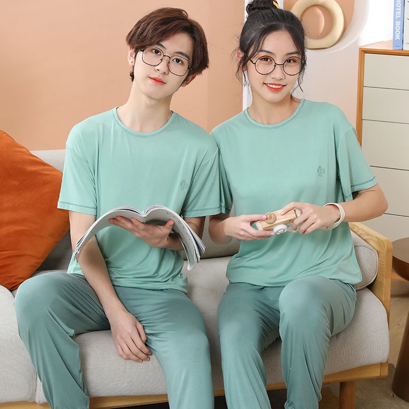 儿童睡衣套装莫代尔男女童男童夏季薄款家居服短袖中大童空调服