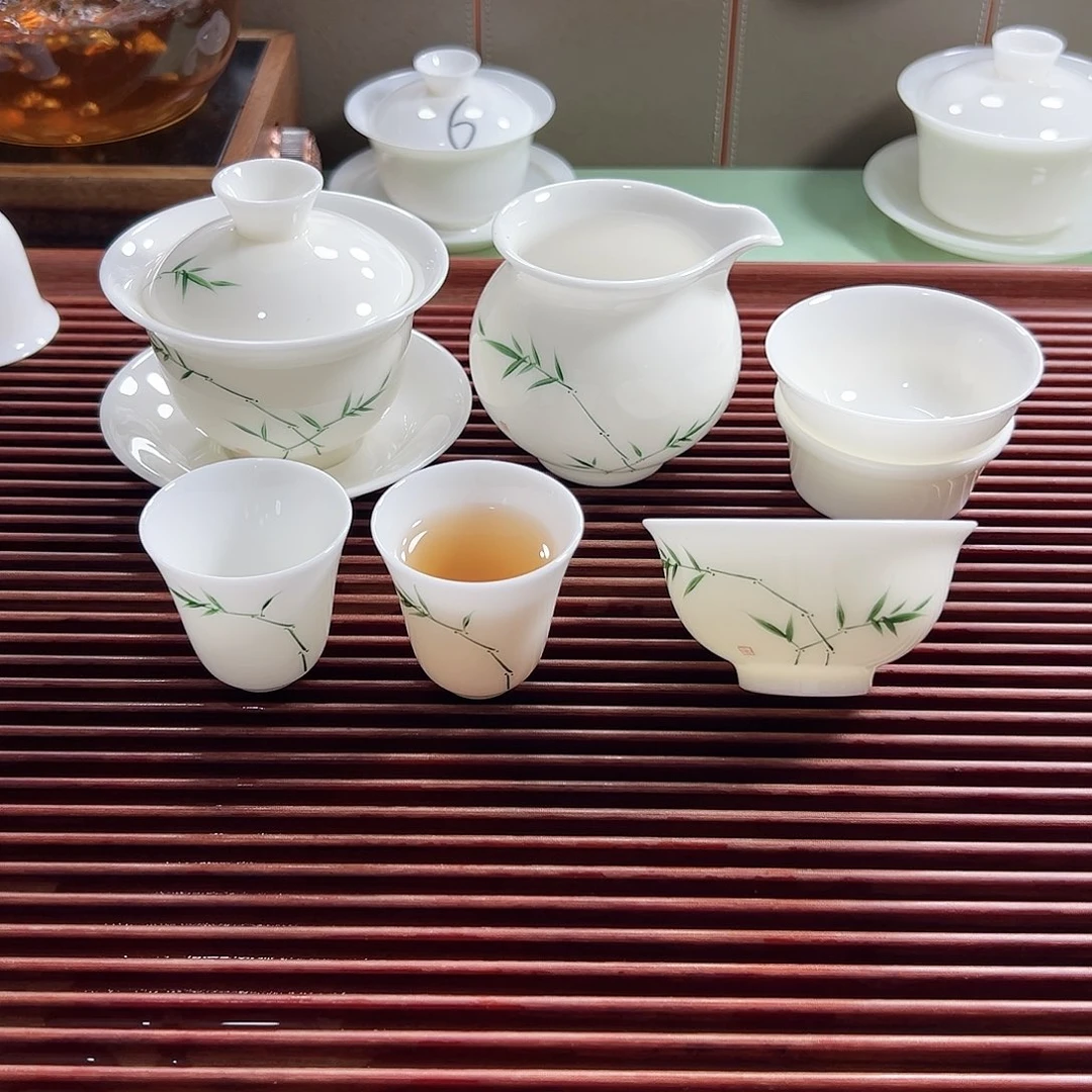 君子如玉手绘竹子150ml高级套装配6杯➕主人杯1