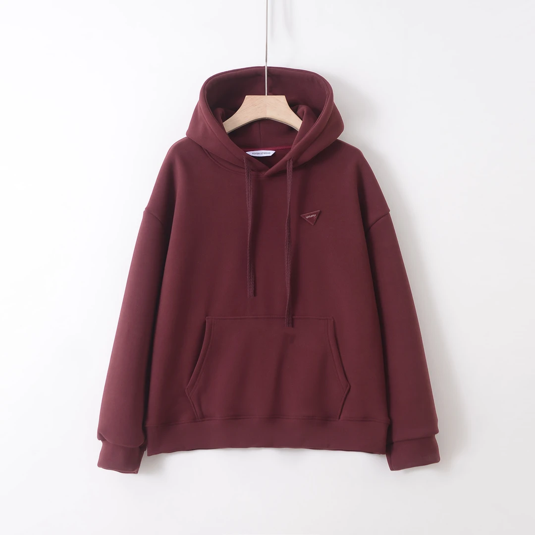 【休闲百搭】秋冬加厚款女款拼接连帽卫衣D15