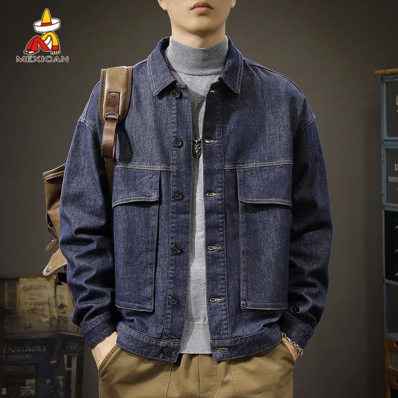 Mexican/稻草人秋冬高级感工装夹克男款美式潮牌宽松休闲牛仔外套