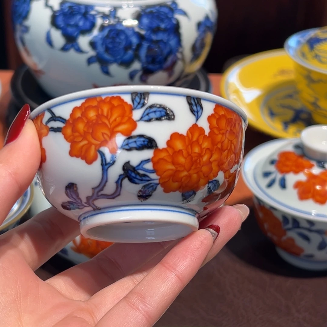 青花雯华堂手绘杯杯