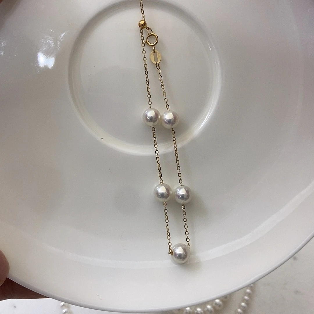 18K金镶嵌手链淡水珍珠