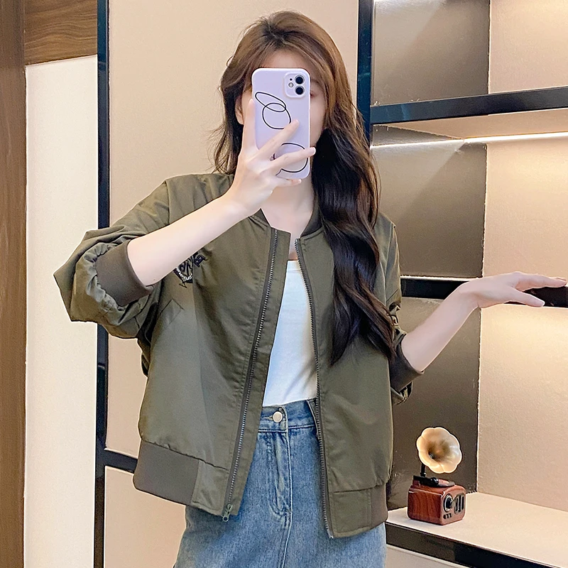 安可拉红复古爆款小字母刺绣百搭夹克棒球服女款爆款2025新款