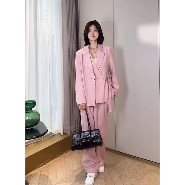 2025年西装外套女三件套装轻奢韩剧女主穿搭长西裤子