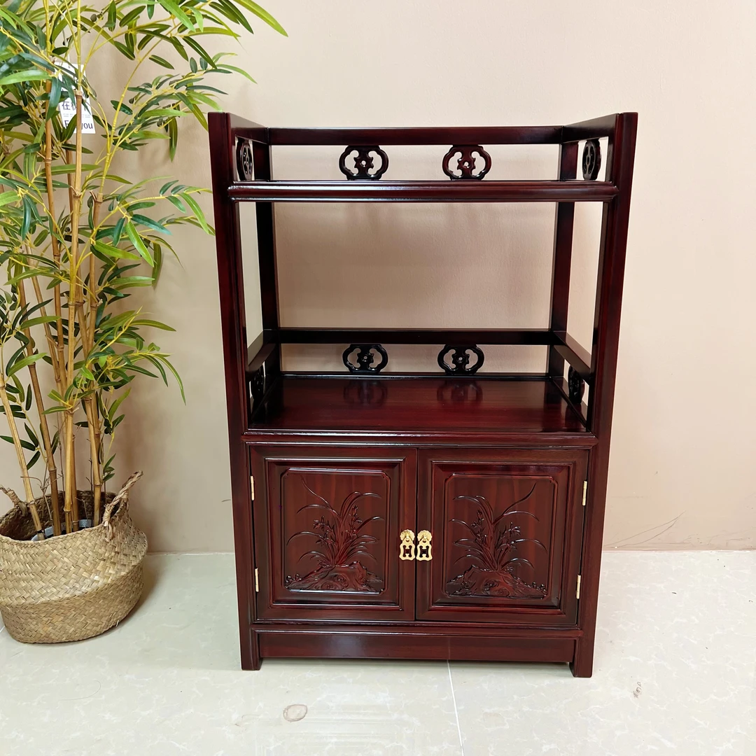 南美家用客厅酸枝木茶水架多功能茶水柜小书架茶室边柜玄关博古架