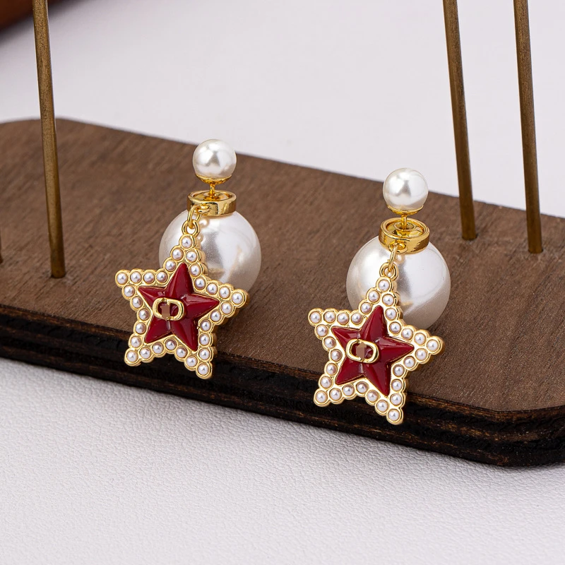 25年新款珍珠五角星女士高级感ins精致通勤耳坠