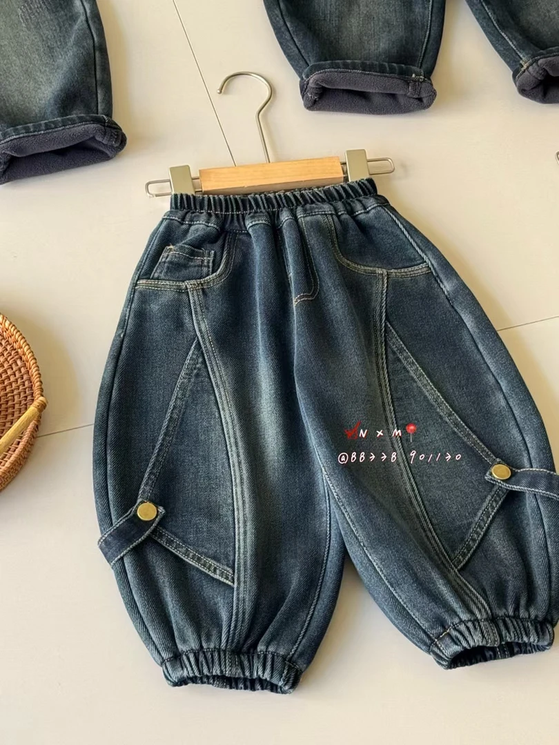 【自营｜加绒款！高克重水洗超软牛仔棉 立体拼接】男童牛仔裤88338