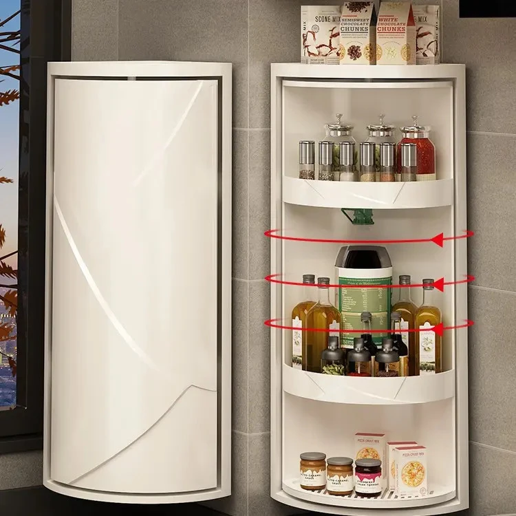 安家日记厨房置物架调料储物转角柜台面壁挂三角旋转收纳架神器