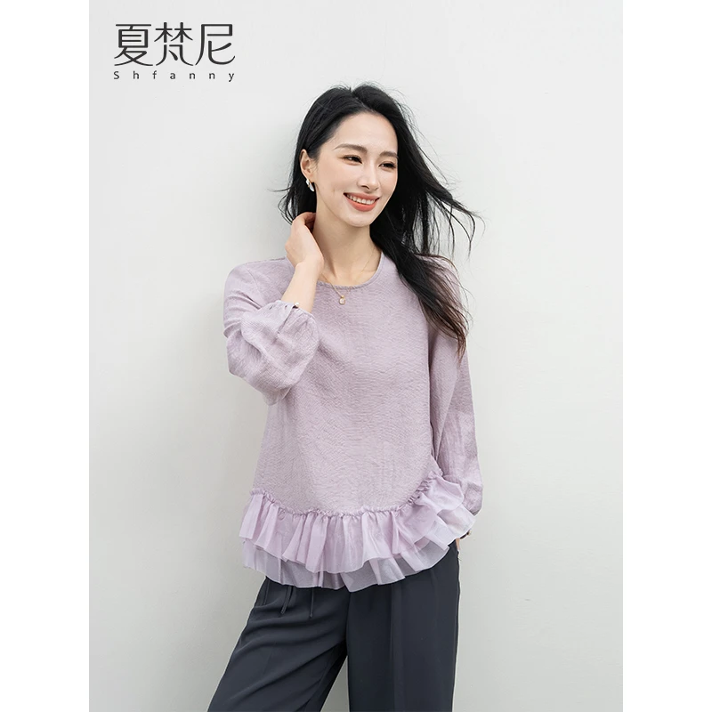 夏梵尼海盐茉莉2025春新款法式优雅气质设计感衬衫