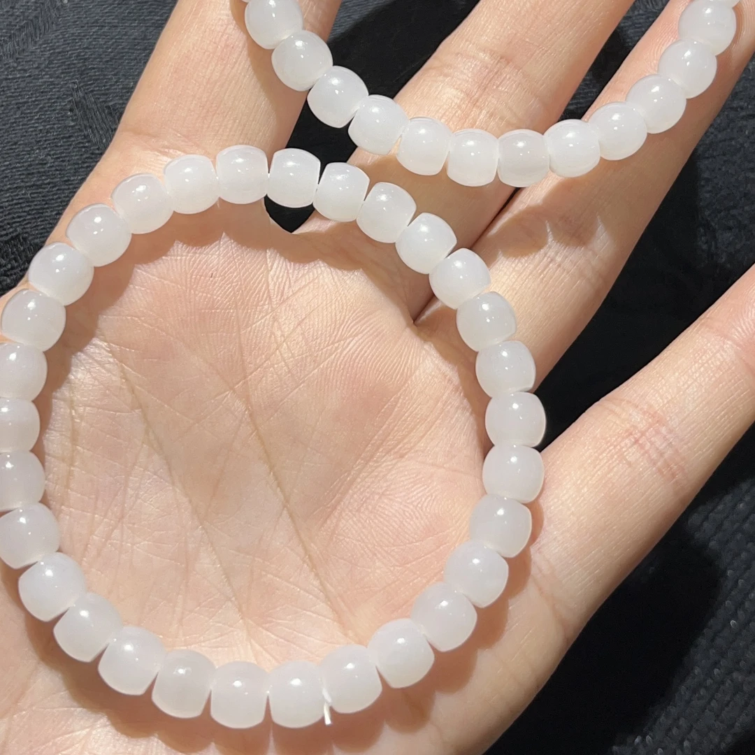 【藕玉珠宝】和田玉天泰白玉手串精工直切6×7单圈多样性拍一发一